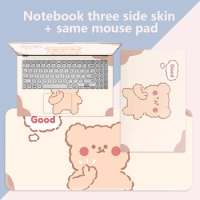 DIY Bear Cover Laptop Sticker Notebook Skin Cute Flim With 90 Large Non Slip Mouse Pad Hemming Desk Mat for Acer/Lenovo/MacBook