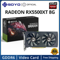 SOYO Full New AMD Radeon RX5500XT 8G Graphics Card GDDR6 Gaming GPU Video Card 128Bit DP*3 DirectX12 for Desktop Computer