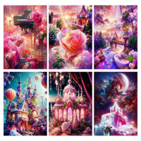 CHENISTORY Picture By Number Dream Castle Scenery Kits DIY Unique Gift Painting By Numbers On Canvas HandPainted Decoration Art