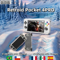 Retroid Pocket 4 PRO Retro Handheld Game Console Video Player 512G PSP PS2 4.7Inch Touch Screen 8G+128G Android 13 WiFi 6.0