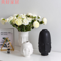 花盆/花器 客廳擺件陶瓷花瓶人臉白色花插工藝禮品創意陶瓷工藝品家居飾品