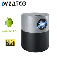 WZATCO E9A Mini Projector Full HD 1920*1080P Android 9.0 WIFI Blutooth Beamer 4k Video Smart LED Projector for Home Theater