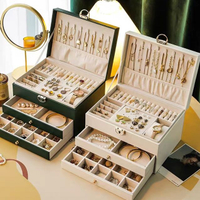 大容量多層高檔手飾品首飾盒 耳釘耳環項鏈耳飾品展示架戒指收納盒