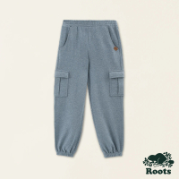 【Roots】Roots大童-率性生活系列 單寧刷色口袋休閒縮口棉褲(藍色)