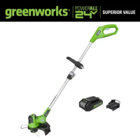 Greenworks 24V 12 inch Cordless String Trimmer/Edger with 2.0 Ah Battery and Charger, ST24B210