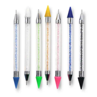 Dual-ended Nail Dotting Pen Nail Art Painting Brushes Dual Tip Brush Silicone Head Nail Brush DIY Pencil Acrylic Quartz Handle
