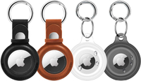 Supfine 4 Pack for airtag Holder Waterproof &amp; airtag keychain Leather, Air Tag Case  Tracker with LOOP Key Ring for Apple airtags, airtag COVER FOR Wallet กระเป๋าเดินทาง Cat Dog s (หลายสี)