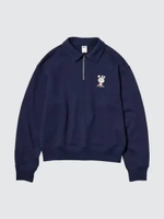 UNIQLO Sweater wanita Pop Mart Ritsleting 12 Half-Zip Sweatshirt NAVY M