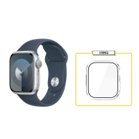 Apple Watch S9 45mm GPS 銀色 橡膠錶帶 S/M＋保護殼