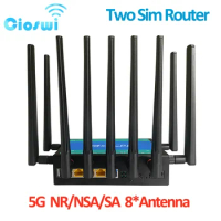 Two SIM 5G Router Unlocked WiFi6 3000Mbps Sim Card 4*LAN 2.4GHz 5Ghz 8 Antenna 5G Modem Home Hotspot Simcard WiFi Router