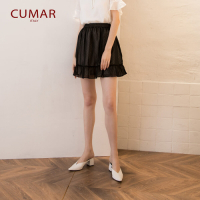 【CUMAR】透視點點荷葉女褲裙-短褲(二色)