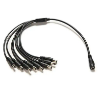 Kabel Bekalan Kuasa Pemisah, Tailebna, DC 12V, 1 Perempuan hingga 8 Lelaki, untuk Kamera Keselamatan