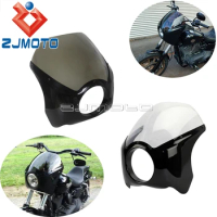 Vivid Black Smoke Windshield 5-3/4" Cutout Headlight Fairing Cafe Racer Fairing For Harley Sportster Dyna Indian Scout Universal