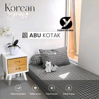 sprei double karet anti geser, sprei motif kotak kotak, sprei motif aesthetic, sprei kotak hitam Ban