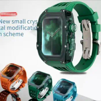 Suitable for Apple Watch modified case Apple Watch S8 protective case Viton strap crystal transparent case