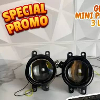 Foglamp Mobil Biled 3inch Projie Demon Devil eyes Double High Beam Laser Clearlens Biru