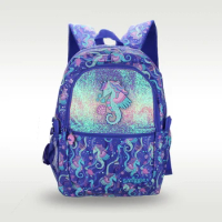 Australia Smiggle original hot-selling children's schoolbag bright high-quality hippocampus schoolbag 16 inches