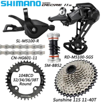 SHIMANO Deore M5100 11 Speed Groupset Derailleur MTB Bike Chainwheel Sunshine 11-40T/46T/50T Cassette HG601 Chain Bicycle Parts
