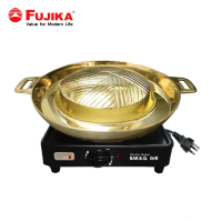 FUJIKA เตาบาร์บีคิวไฟฟ้า รุ่น FB-115BK (1150W) พร้อมกระทะทองเหลือง เตาปิ้งย่าง เตาหมูกระทะ