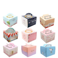 40pcs/lot birthday cup cake packaging box Wholesale Kraft paper Cake Box with handle,brown cup cake box handle
