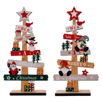 Desktop Christmas Wood Sign With Snowman Santa Claus Reliable Sturdy Wooden Table Top Christmas Tree Decoration Accessories