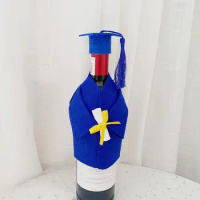 Wine Bottle Graduation Decorations Wine Bottle Cap with Tassel Felt Graduation Wine Jacket Cap Set for Doctor for Champagne