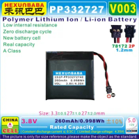 4pcs [V003] 3.8V 260mAh 332727 Polymer Li-Ion Battery for TomTom GPS WATCH Spark 3 Cardio 2＋Music 1S1P-PP332727AE PP332727