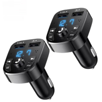 100set Car Hands-free Bluetooth 5.0 FM Transmitter Car Kit MP3 Modulator Player Handsfree Audio Receiver 2 USB Fast Charger