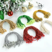 100pcs Gold Silver Tag String Garment Tag Hanging String Plastic Cotton Rope Xmas Tree Drop Ornaments Christmas Gift Tag Ribbon