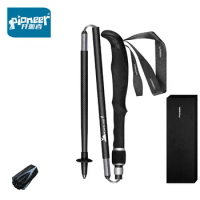 Pioneer 1pcs 32-125cm Adjustable Length Folding Walking Stick Carbon Fiber Ultralight Trail Running Trekking Pole Quick Lock