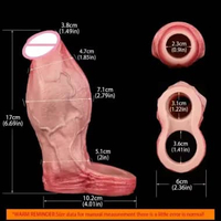 Realistic Pe nis Sleeve Size S M L XL Silicone Open-ended Di ck Sheath Ring Realistic Hollow Dildos