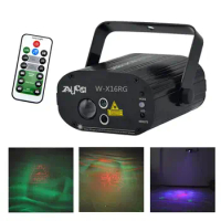 AUCD Mini Remote 16 Christmas Patterns Galaxy RG Laser Mix 9W Aurora RGB LED Beam Projector Stage Lighting Party DJ Show W-X16RG