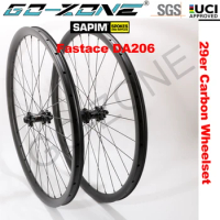 Light 29er Carbon MTB Disc Brake Wheels Fastace DA206 Sapim Symmetry/Asymmetry Light Tubeless Thru Axle / Quick Release Wheelset
