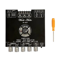 ZK-AS21 Digital Bluetooth Audio Amplifier Board Subwoofer 220Wx2+350W 2.1Channel TPA3255 Audio Power Amplifier Module