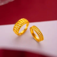 Real 100% 999 Gold Color Couple Pure Adjustable Twist Ring for Lover Accessories Fine Jewelry Oro 999 Better Couple Rings Gifts