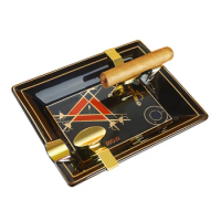 Black Cigar Ashtray Classic Ceramic Home 2 Slot Cigar Holder Gadgets Portable Travel Ash Slot Tobacco Cigarette Ashtrays Tools