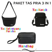 Men's Crossbody & Shoulder Tas Pria Selempang Handbag Hitam cowok pria indoor outdoor casual Pak