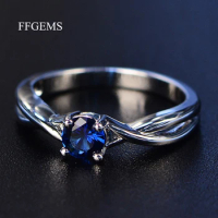 FFGems Gemstones Amethyst Silver Ring Blue Sapphire Ring Silver 925 Jewelry Aquamarine Rings For Women Engagement Rings