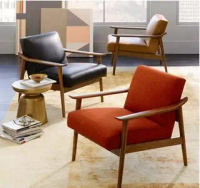 Nordic single sofa chair cloth single chair American solid wood coffee living room single sofa chair leisure tiger chair