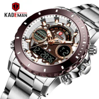 KADEMAN Top Brand Watch Men Stainless Steel Business Date Clock Waterproof Luminous Watches Mens Luxury Quartz Wrist Watch Gift