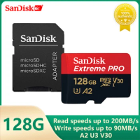 SanDisk Extreme PRO UHS-I Memory Card 128GB 256GB 1TB + Adapter for Smartphones Action Cameras or Drones,A2,C10,V30,U3,200 MB/s