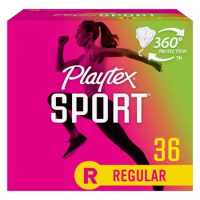 Playtex Sport Regular Tampon 36pcs 1Box, Playtex Sport Plastic Tampons Unscented Regular Absorbency,