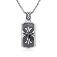 Boutique Jewelry Pure Tin Vintage Iris Military Pendant Necklace Men's Long Sweater Chain Accessorie