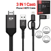 Cáp điện thoại 3 trong 1 sang HDMI phản chiếu màn hình điện thoại lên TV độ phân giải 1080P cho điện