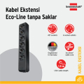 Brennenstuhl Eco-Line Stop Kontak 6-soket Hitam 1.5m - Kabel Fleksibel dengan Saklar Utama dan Penutup Simpanan