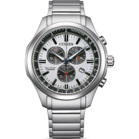 CITIZEN 星辰 鈦 熊貓錶 光動能計時手錶-銀-男錶(AT2530-85A)43mm