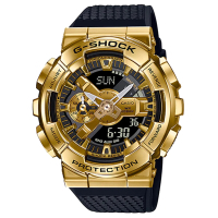 CASIO G-SHOCK 重金屬質感工業風休閒錶-黑X金(GM-110G-1A9)/48.8mm