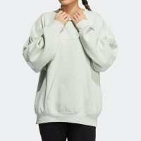 【adidas 愛迪達】Word Sweatshirt 女 長袖 上衣 寬鬆 休閒 時尚 穿搭 亞麻綠(HM2810)