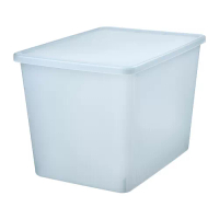 RYKTA 附蓋收納盒, 透明 灰藍色, 36x50x35 公分/44.5 公升
