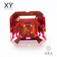Moissaite Stone Watermelon Red Color Asscher Cut with GRA Report Lab Grown Gemstone Jewelry Making Materials Free Shipping